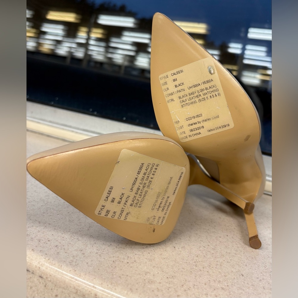 Charles David Caleesi Nude Natural Leather Stiletto Heel w Classic Pointed Toe 9 - Picture 8 of 8